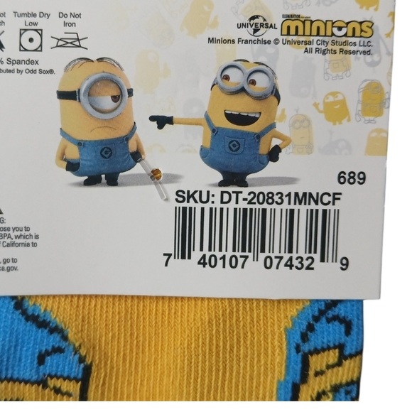 Yellow and Blue Casual Crew Socks with Cartoon Design - Picture 6 of 8